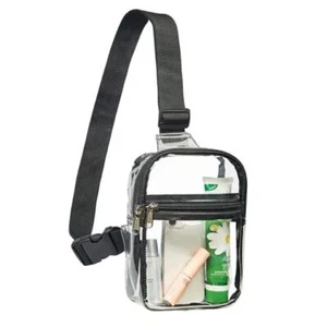 Clear Mini Sling Bag, Heavy Duty Clear Purse Fanny Packs, Cute Chest Black-mini - Picture 1 of 8