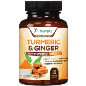 Curcumina de cúrcuma con jengibre - 95% curcuminoides 1950 mg potencia máxima con BioPerine - Imagen 1 de 7