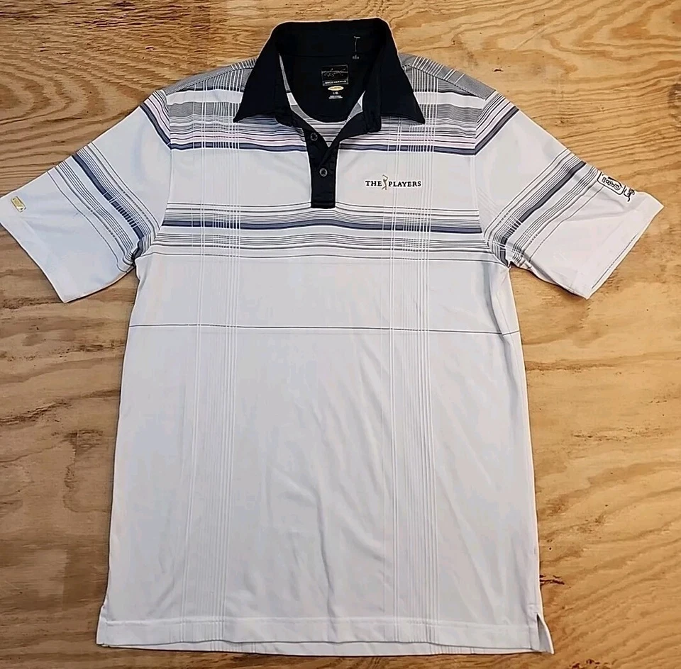 Camisa polo masculina grande leve logotipo golfe grama serra TPC Greg Norman The Players - Imagem 1 de 4