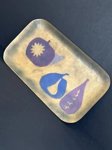 Maggie Howe Artist Signed Enamel Dish Tray Mid Century Modern Mexico - Picture 1 of 15