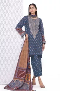 KHAADI 3 PEZZI prato ricamato Kameez Shalwar & Dupatta designer pakistano - Foto 1 di 2