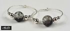 Earrings, handmade hoop earrings with sterling silver & crackled glass beads.