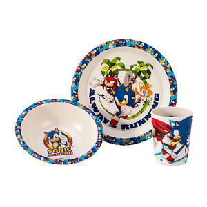 Sonic the Hedgehog 3Pcs Wooden Kids - Plate, Bowl and Tumbler Lunch Dinner Set