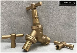 Lockshield Garden Bib Tap with 3 Removable Heads / Handle Anti Vandal 1/2" Brass - Picture 1 of 8