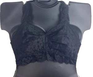 Modern Eyelet Lace No Wire Bralette BLACK Cacique Lane Bryant New NWOT - Picture 1 of 17