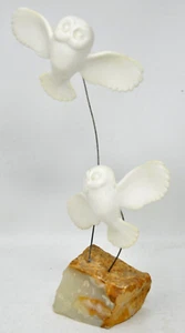 Vintage Marvin Wernick 1974 White Owls Quartz Base MCM 10” High - Imagen 1 de 5