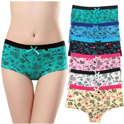 6 Pcs Womens Sexy Cotton Boyshorts Panties Boxer Briefs Underwear Lingerie - Image 1 of 4