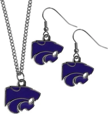 Kansas State Wildcats Dangle Earrings & Necklace Set - Image 1 of 3