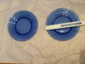 2- Vintage Depession Era Cobalt Blue- 8 inch salad? plates -excellent condition - Picture 1 of 3