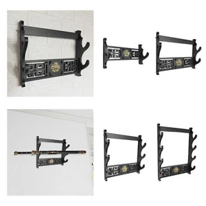 Japanese Samurai Sword Stand Dragon Pattern Display Wall Mount Katana Hanger - Picture 1 of 19