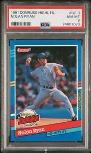 1991 Donruss Highlights Nolan Ryan #BC-3, PSA 8 NM-MT, Rangers - Picture 1 of 2