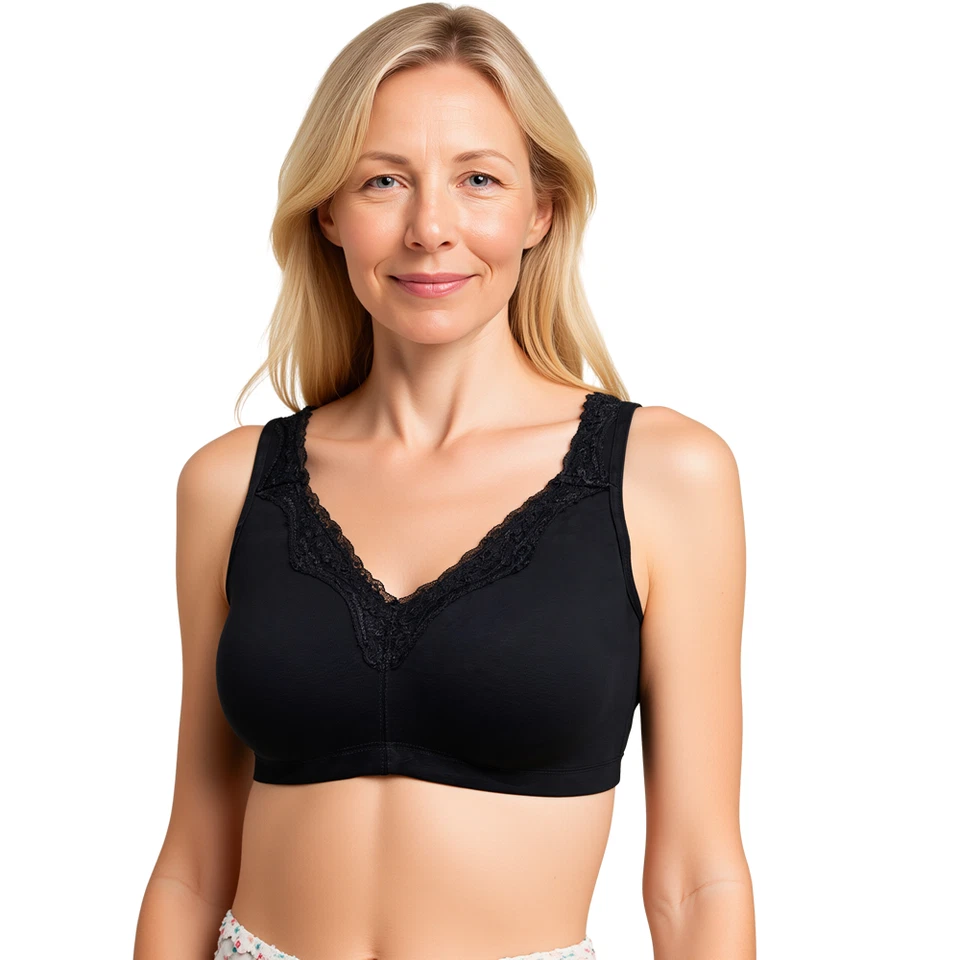 Plus Size Post-Surgery Mastectomy Bra Full Cup Wireless Compression with Pockets - Image 1 of 2