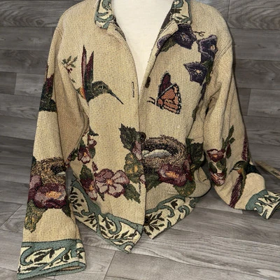 Sugar Street Weavers США сделано колибри гобелен куртка маленький - коттедж фея - Изображение 1 из 4