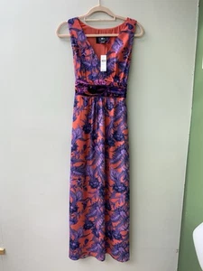 Designer Maeve By Anthropologie Orange Purple Floral Maxi Dress BNWT RRP£150 - Picture 1 of 17