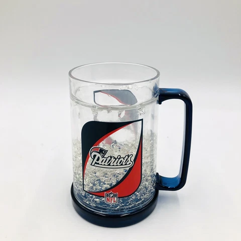 EUC England Patriots Mug Freezer Crystal Fun Duckhouse NFL Great Gift Cover