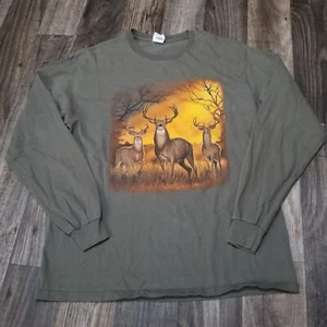 Vintage Delta T Shirt Mens Large Deer Outdoors Hunting Buck Longsleeve Whitetail - Picture 1 of 10