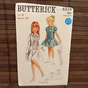 Vintage 1960s Girls Dress Circle Skirt Size 8 Butterick 4218 Sewing Pattern - Picture 1 of 7