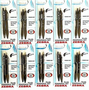 Zebra einziehbare Gelstifte 0,7 schwarze Tinte + passender Druckbleistift x 10 Sets - Bild 1 von 6