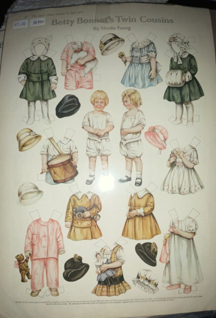 Boneca de papel - menina com as suas roupas vintage