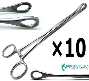10× Surgical Veterinary Foerster Sponge Straight Forceps 12" Serrated Jaws Tools - Picture 1 of 7