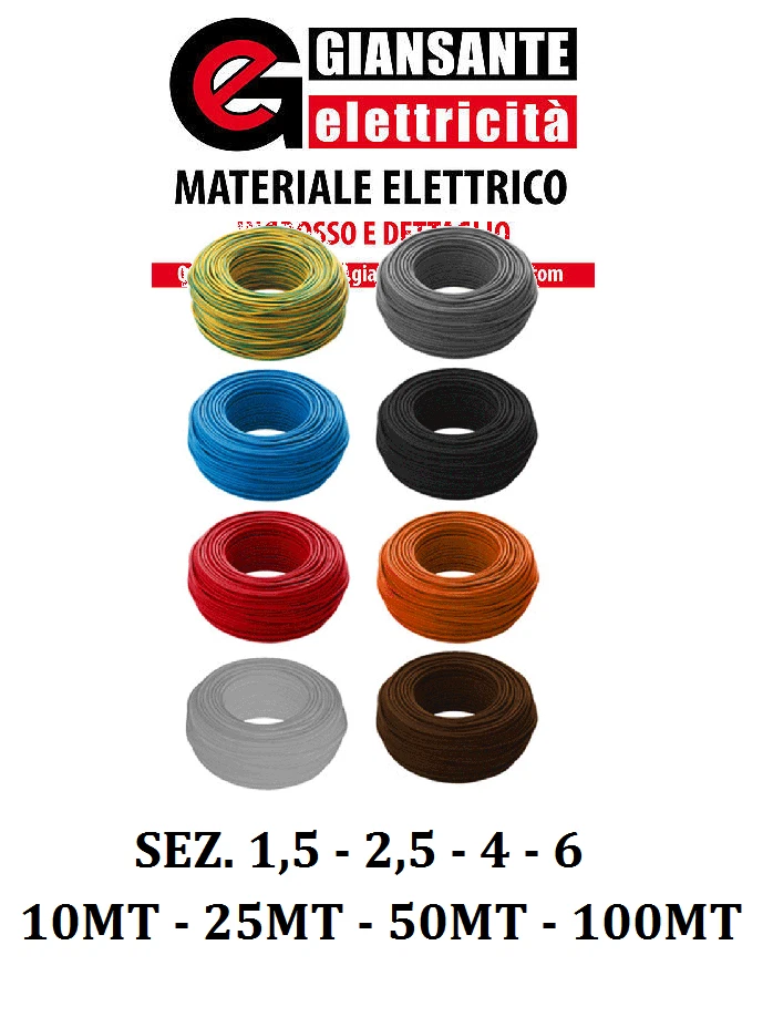 FILO UNIPOLARE CAVO CORDINA FS17 1,5 2,5 4 FILO ELETTRICO MATASSA 10-25-50-100MT - Immagine 1 di 1