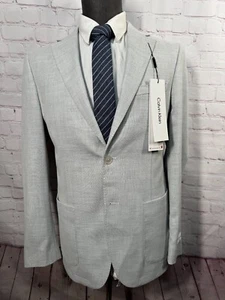 NEW CALVIN KLEIN Mens Gray X-SLIM FIT STRETCH Sport Coat Blazer Jacket 40L - Picture 1 of 10