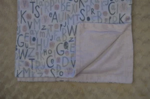 S.L. Home Fashions ABC Alphabet Letter Baby Blanket Pink White Gray Stripe Lovey - Picture 1 of 6