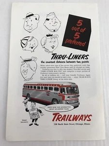 Trailways Bus Thru-Liners Vtg 1953 Print Ad 5 Out Of 5 Preferred - Picture 1 of 3