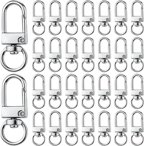30Pcs Metal Lobster Claw Clasps, 360° Swivel Lanyard Snap Hook with Key Rings Sw - Picture 1 of 12