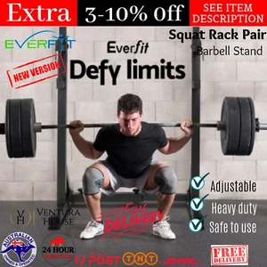 Everfit Adjustable Squat Rack Pair Weight Lifting Gym/Home Barbell Stand Fitness - Picture 1 of 12