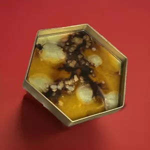 5 NOTRE MONDE Copper Gold Art Serving App Trays Hexagon Stunning Dawn Sweitzer - Picture 1 of 9