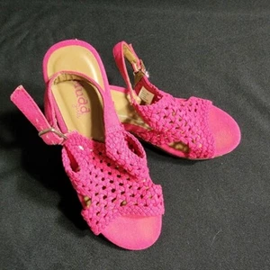 Girls MUDD Toyger Dark Pink Cork Wedge Sandal Size 2 - Picture 1 of 6