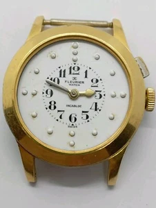 Vintage FLEURIER BRAILLE Watch For The Blind Gold Plated G20 cal. 196 Unitas 199 - Picture 1 of 23