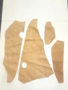 Suede Leather Tan Colored Remnant Lot (C), 4 Pieces,  7.5 Oz - Unused Scraps - Picture 1 of 6