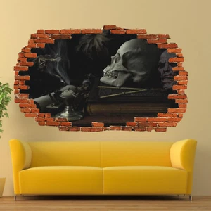 Scary Halloween Gothic Skull Ghost Wall Stickers Art 3D Poster Decal Murals RE0 - Picture 1 of 3