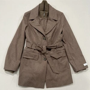 Calvin Klein Coat Wool Blend Women’s Size 14 Khaki Brown - Picture 1 of 13