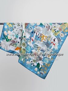Sallys Boutique 14~18 Momme Twill Silk Wrap Scarf Flower Animals Print Shawl 35"