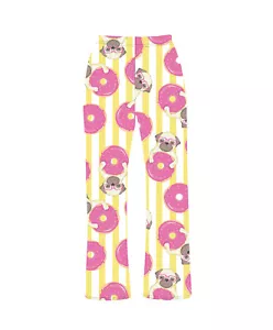 Drôle Chien Carlin Mignon Donuts Rayures Pyjama Pantalon Animaux Amant Cadeau - Bild 1 von 3