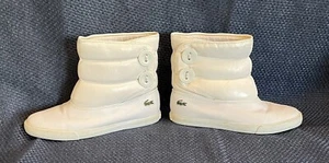 Rare Vintage Lacoste White Ankle Boots Booties Puffer Old Money Sz 6.5 Hightop - Picture 1 of 7