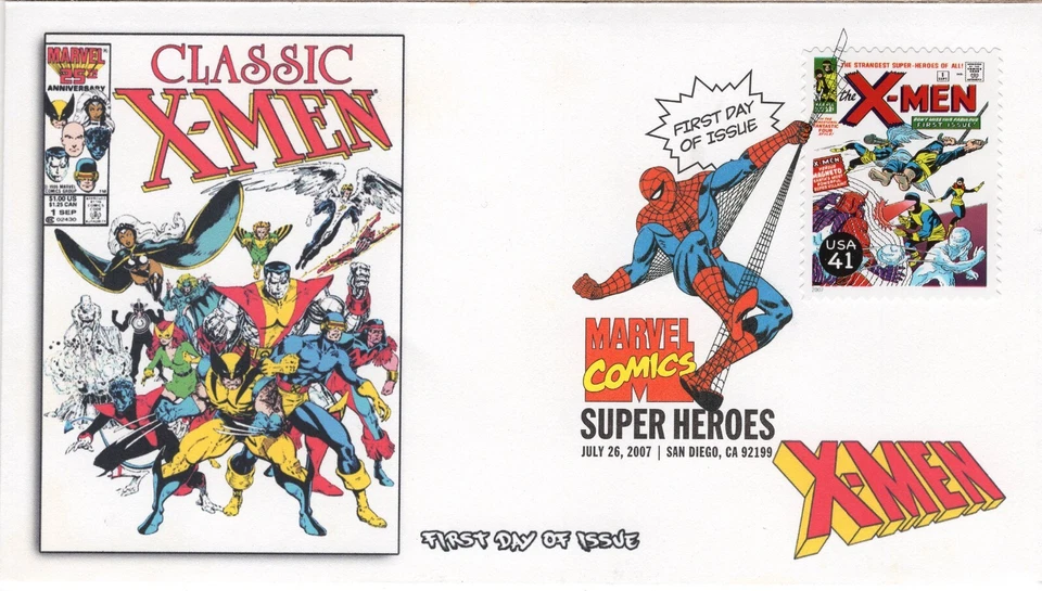 AO-4159t-1, 2007, Marvel Comics Super Heroes, FDC, Add-on Cachet, DCP, X-Men Cov - Image 1 of 1