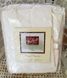 Woolrich 100% cotton flannel 3 pc twin sheet set NIP cream white - Picture 1 of 3