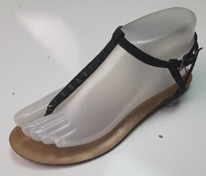 Zara Trafaluc Women's Black & Brown Studded Ankle Strap Thong Sandals Size EU 37 - Picture 1 of 10