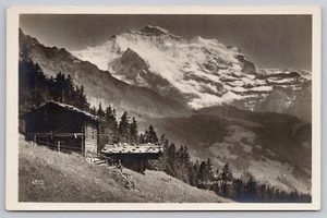 RPPC Wengernalp, Switzerland Jungfrau Mountain, Bernese Alps Unposted Postcard - Imagen 1 de 3
