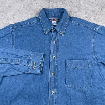 Vintage Jerzees Denim Shirt Mens XL Blue Jean Button Down Workwear Casual - Image 1 of 4