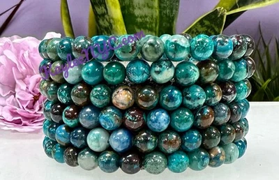 Wholesale 6 Pcs Natural Chrysocolla 6mm 7.5” Crystal Stretch Bracelet - Image 1 of 4