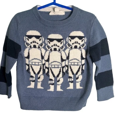Свитер штурмовик Gap для малышей Star Wars синий в полоску вязаный размер 18/24 месяцев - Изображение 1 из 4