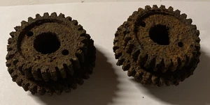 (2) Vintage Antique Rusty Iron Gears Mechanical Parts Cog Wheels Steampunk DUG - Picture 1 of 24