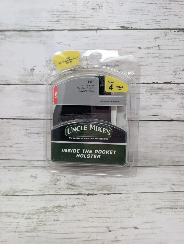Uncle Mike's Inside Pocket Holster Size 4 Fits Compact 9mm Ambidextrous Black 8744-4