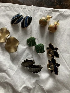 Vintage Mixed Lot Of Earrings 70/80s Style Pierced 6pairs - Picture 1 of 6