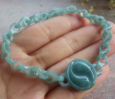 Brazalete Brazalete Hueso Dragón Cuentas Jadeíta 100% A Certificado Video 712608 AS Foto 1 de 4